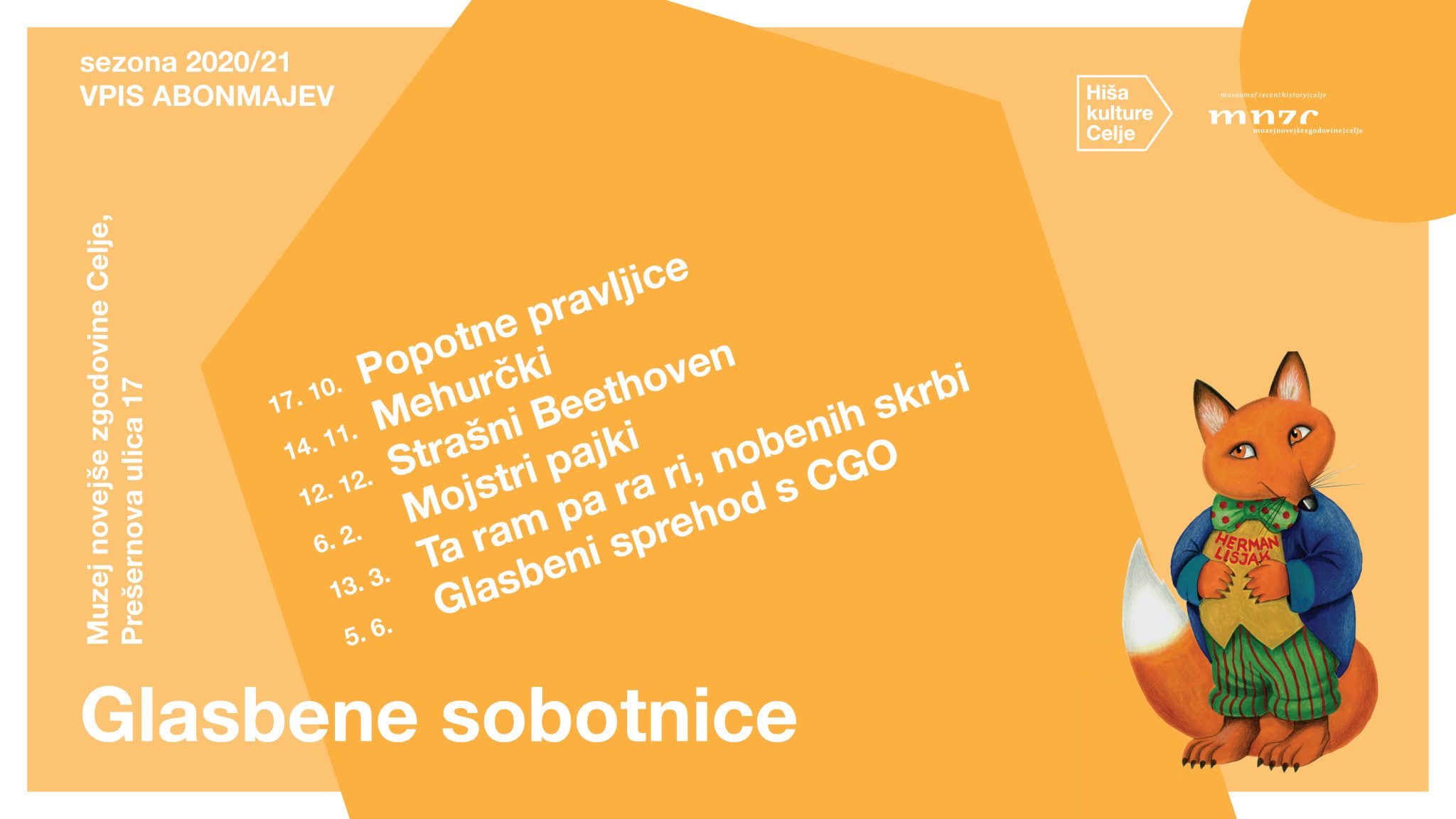 Vabljeni k vpisu abonmaja nove sezone Glasbenih sobotnic